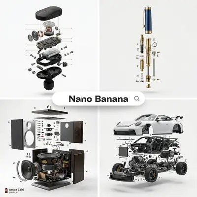 Exploded-view product advertising render template