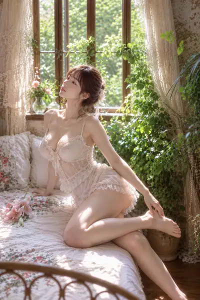 Morning in Green Shade - Elegant Portrait