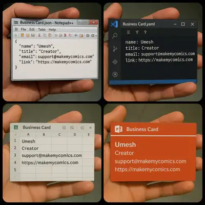 Business Card in Code Editor Style