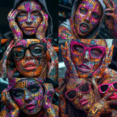 Comic Book Facial Tattoo Portrait Midjourney Prompt