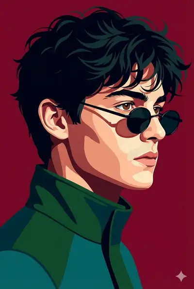 Portrait de profil vectorisé aux aplats de couleurs audacieux