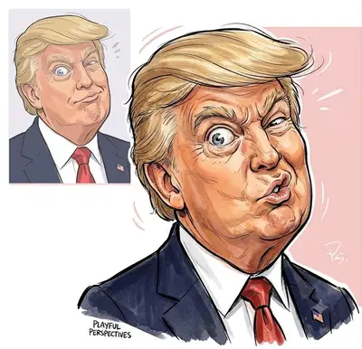 Humorous Editorial Caricature of Donald Trump