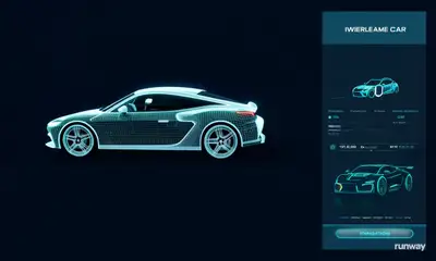 360 Orbiting Wireframe Sports Car in Virtual Void