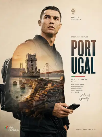 Ultra-Premium Portugal Travel Poster with Cristiano Ronaldo