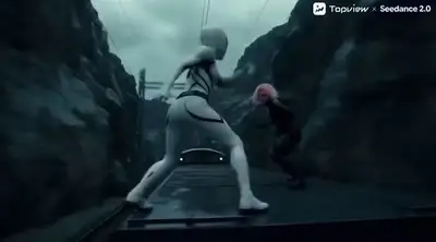Cinematic Train Fight in Mountain Gorge