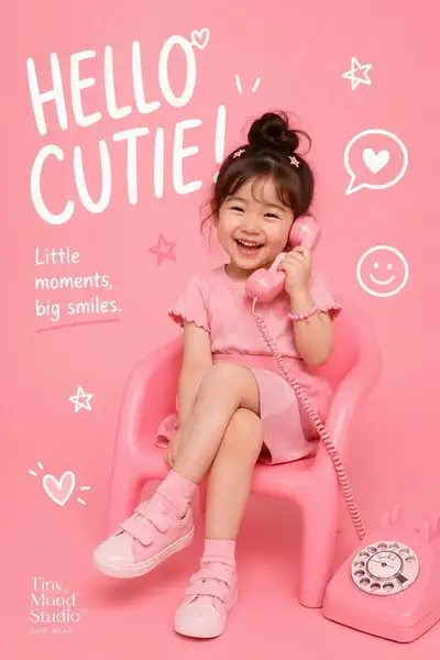Playful kids-fashion editorial campaign poster