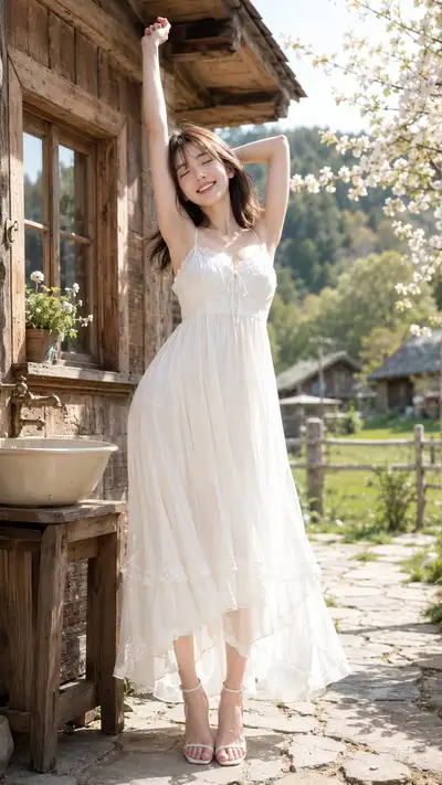 Photorealistic Spring Countryside Fashion Portrait