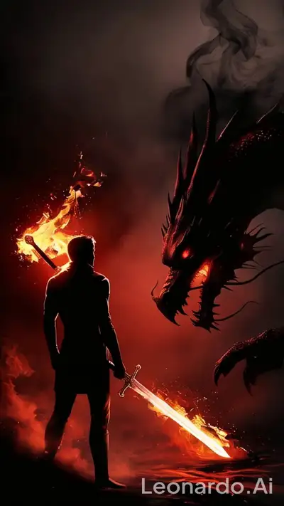 Epic Warrior vs Dragon iPhone Wallpaper
