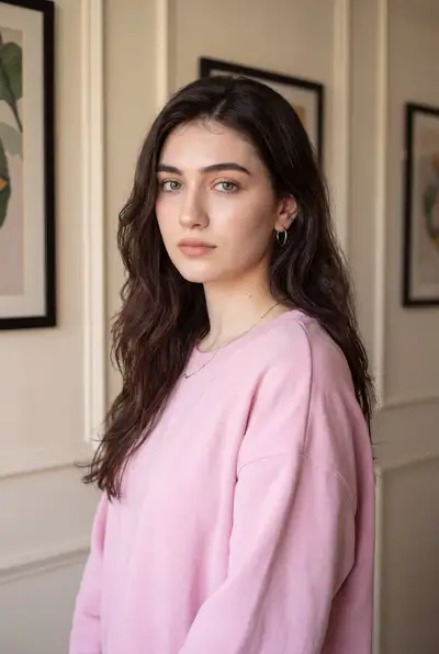 Photorealistic Portrait of a Young Woman Indoors