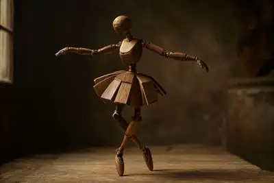 Wooden automaton figure product illustration