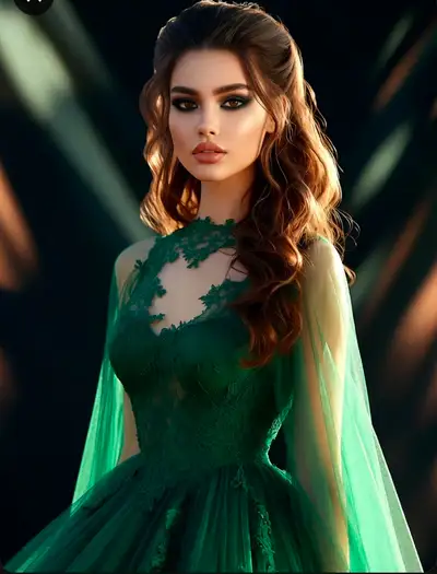 Regal Emerald Gown Fashion Portrait