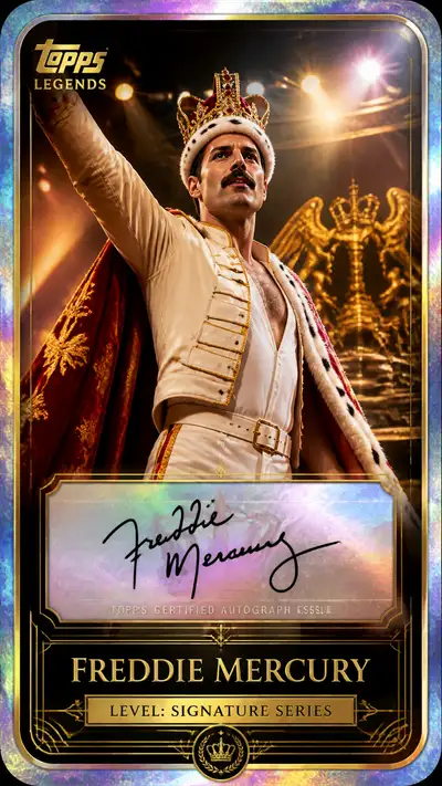 Freddie Mercury theatrical stage trading card design