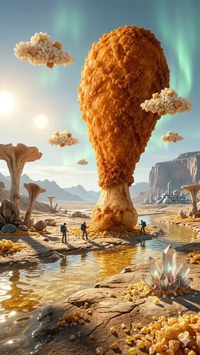 Gigantic Fried Chicken Monument in Alien Desert