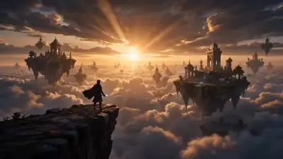 Floating Cliff Traveler Cinematic Video Prompt