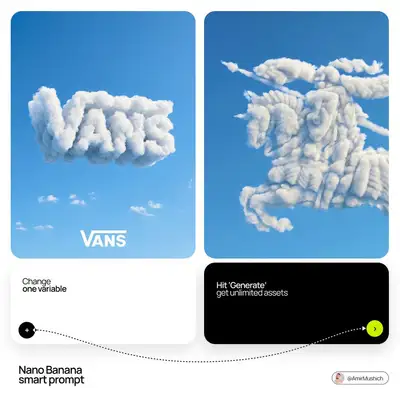 Surreal brand logo shaped cloud advertisement template