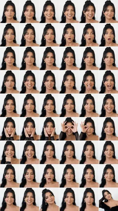 48-Panel Studio Expression Contact Sheet