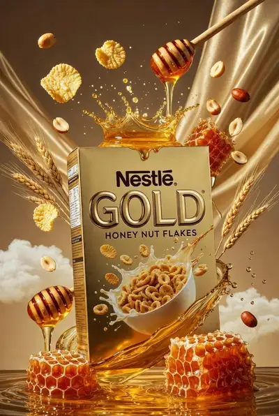 Nestlé Gold Honey Nut Flakes Commercial Photo