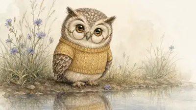 Cozy Owl in Yellow Sweater Illustration
