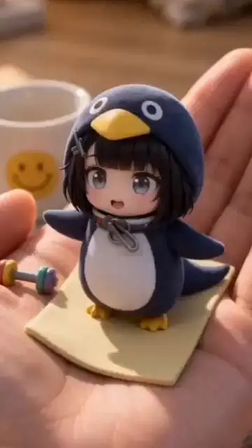 Vidéo de figurine kawaii en costume de pingouin