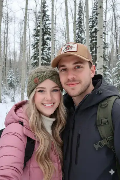 Winter Forest Couple Selfie Photo Prompt