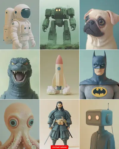 Midjourney Pastel Plastic Figures Style