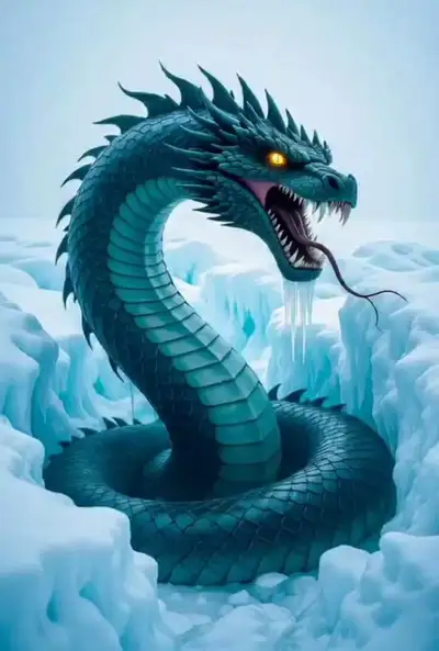The Frozen Warden - Sea Serpent in Ice
