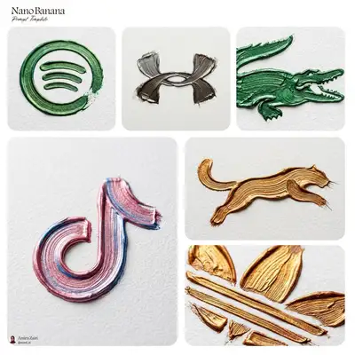 Macro foto de logotipo con pincelada metálica