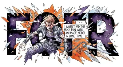 Comic Book Character Emerging from Negative Space