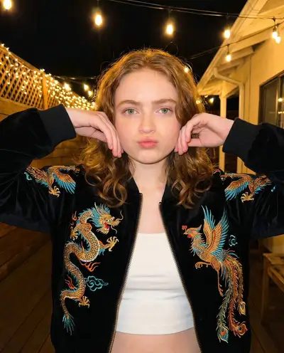 Photorealistic Portrait of Sadie Sink in Embroidered Jacket