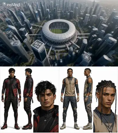 アニメスポーツ映画：ワールドカップのドリブル決闘と中央ネットゴール