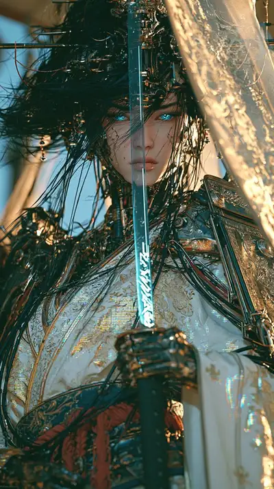 Oriental Cyberpunk Samurai Warrior Art Prompt