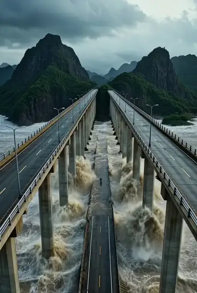Action Movie Scene: Tsunami Viaduct Chase