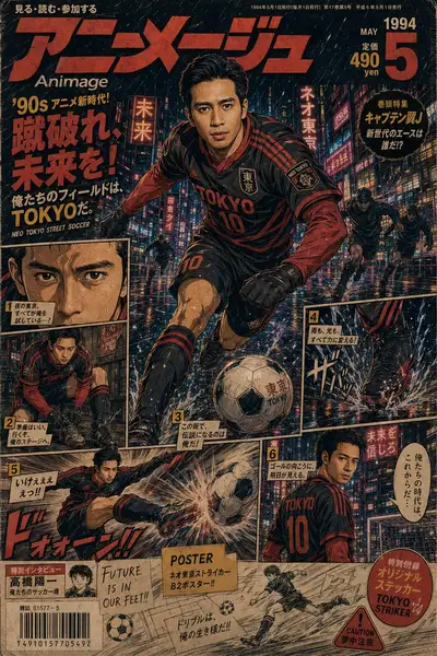 1990s Anime Football Magazine Cover