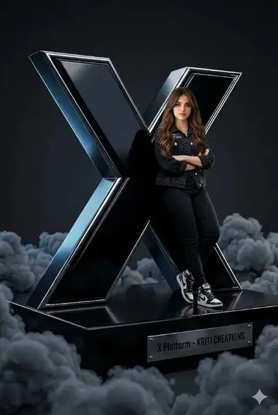 3D Stylish Woman with X Logo
