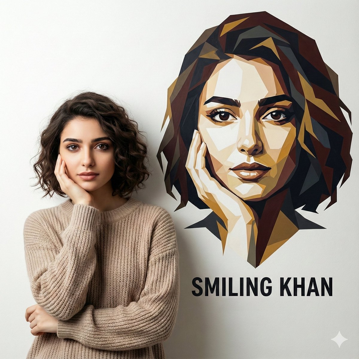 Profile Photo With Wall Polygon Art Portrait