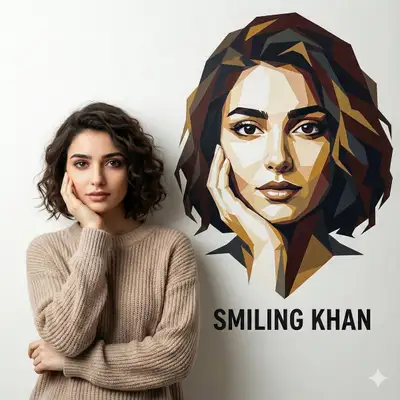 Profilfoto neben Wand-Polygon-Art-Porträt