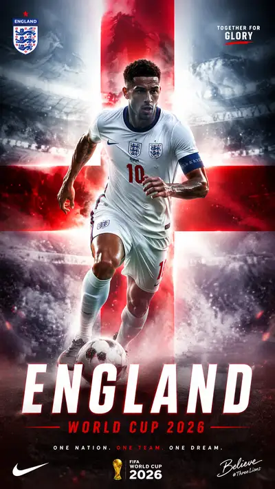 England national team World Cup 2026 sports poster