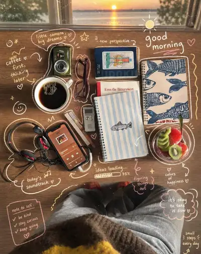 Sunrise Desk Flatlay Prompt