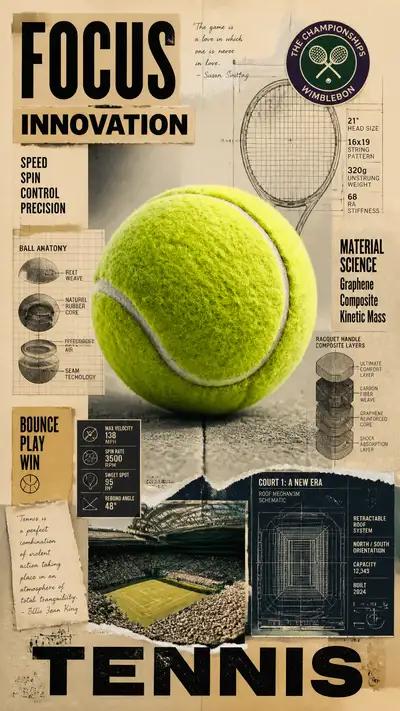 Techno-Tactile Tennis Innovation Collage Poster