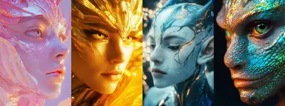 Gold Frictions Cybernetic Portrait Prompt