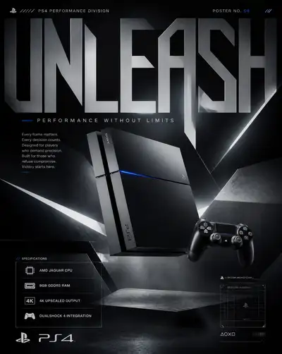 PS4 Unleash Campaign: Luxury Industrial Product Poster