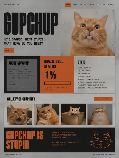 Neo Brutalist Website Design for a Cat