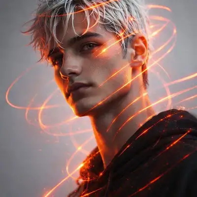 Retrato Futurista com Efeitos Tecnológicos Brilhantes