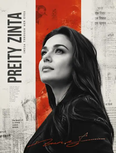 Minimalist editorial black and white portrait poster Preity Zinta