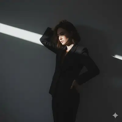 Minimalist Noir Woman Portrait