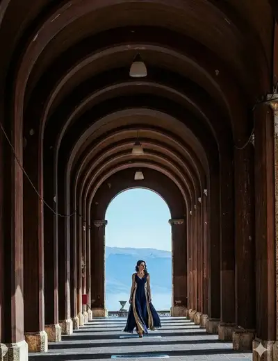 Symmetric Archway Walkway Portrait