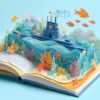 3D Pop-Up Book Submarine Diving Scene