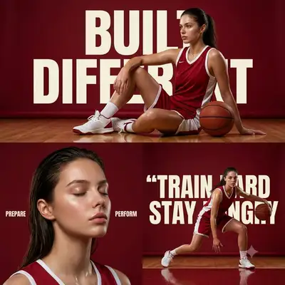 Built Different: cinematic sports poster collage for a basketball star