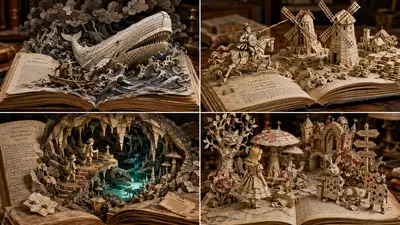 Ingeniería de Papel Libro Pop-Up Diorama