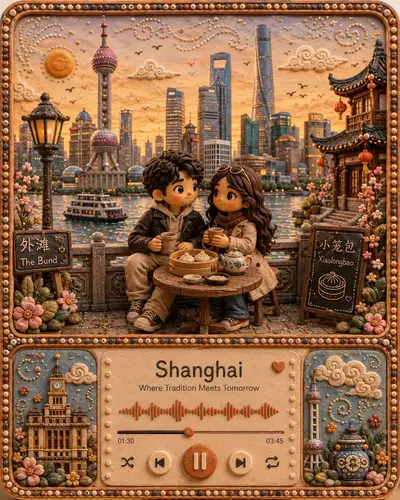 浪漫奇比旅行插画与粘土音乐播放器